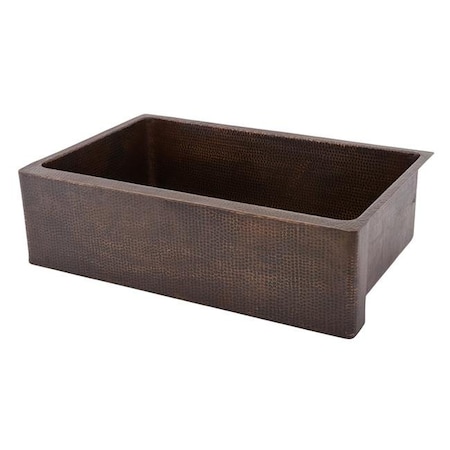 Premier Copper Products Premier Copper Products KASDB33229R 33 in. Hammered Copper Kitchen Apron Single Basin Sink with Rings KASDB33229R